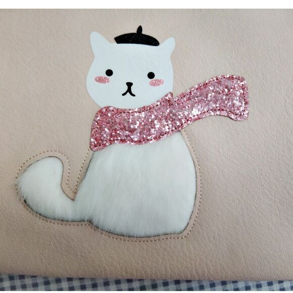 LC Lauren Condrad Peach French Kitty Wristlet  Pouch Make Up Bag NWT - Picture 9 of 15